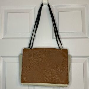 Olivia + Joy Brown/Cream Crossbody Handbag Purse Square Like New Excellent